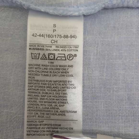 GAP Womens S Button Down Long Sleeve Shirt Linen/Cotton Powder Blue - Picture 5 of 6